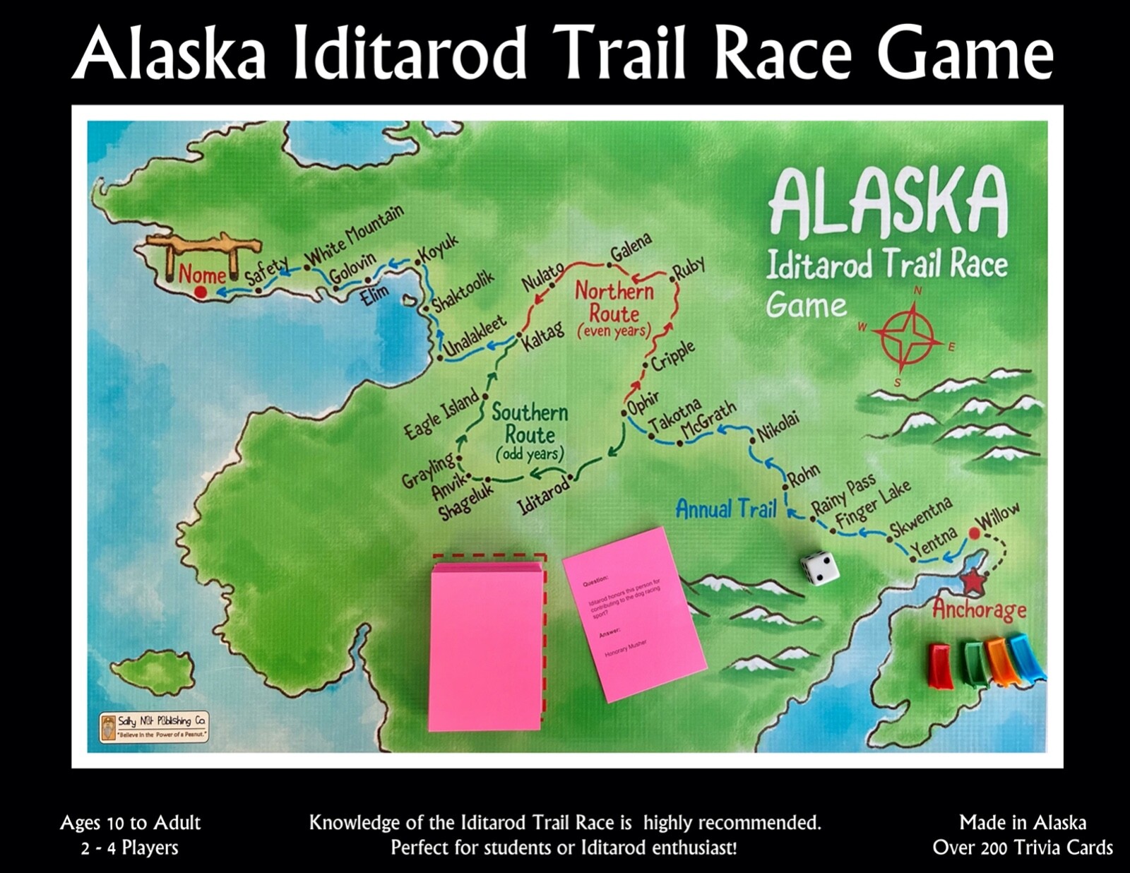 Iditarod Trail Race Game  Ages 10 to Adult. Must have knowledge of the Iditarod.