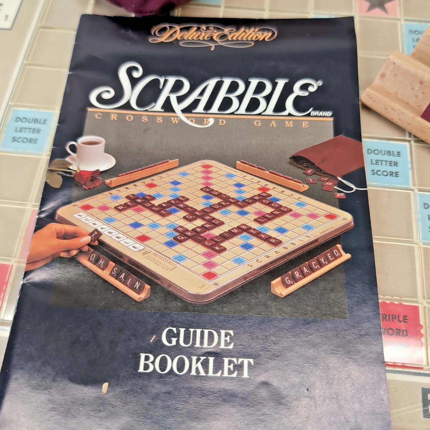 Vintage Scrabble Deluxe Edition 1989 Milton Bradley Rotating Board Complete