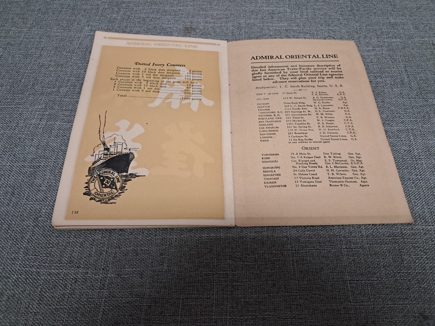 Ma-Chiong Admiral Oriental Line 1923 Third Edition Booklet Rough Read