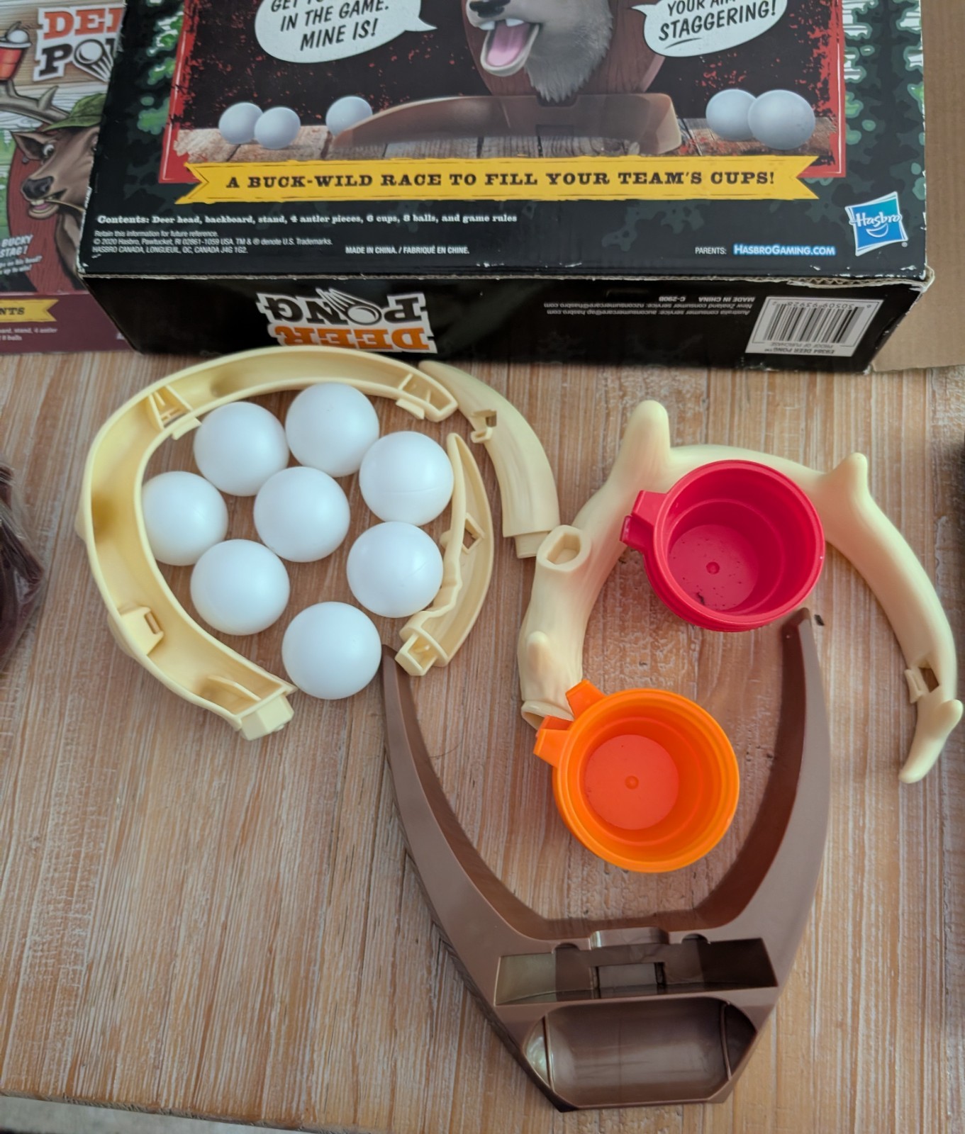 Deer Pong Talking Deer Head Game & Music 6 Cups & 8 Balls 8+ Years Never Used