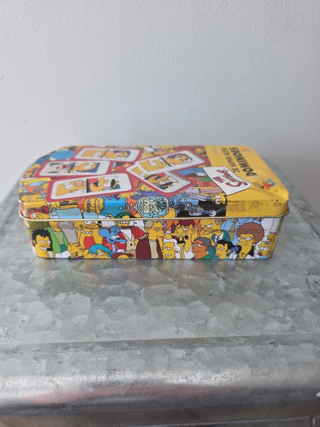 Vintage The Simpsons Themed 28 Dominoes in Tin Container (2003)