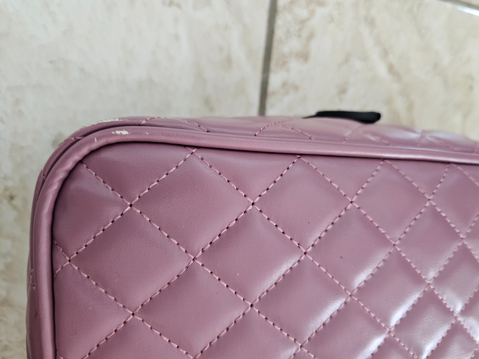 American Mahjong Set Purple Pink Quilted PU Leather Carrying Bag.0629U3