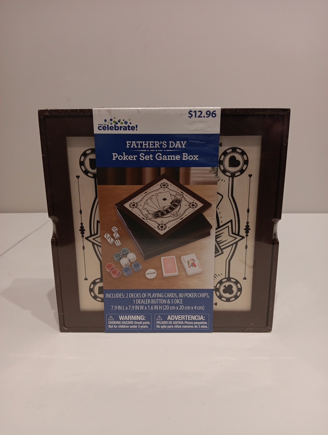 POKER SET GAME IN WOOD BOX New Cards Chips Dice Dealer Button Father’s Day GIFT