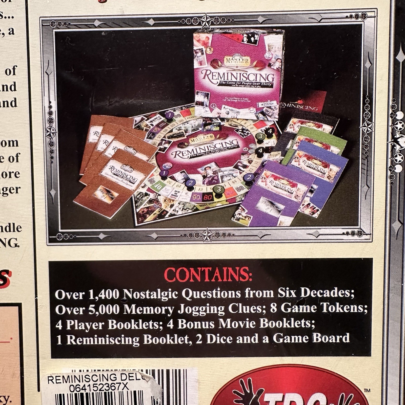Reminiscing Board Game Deluxe Master Edition 1940s-1990s TDC Games New Sealed
