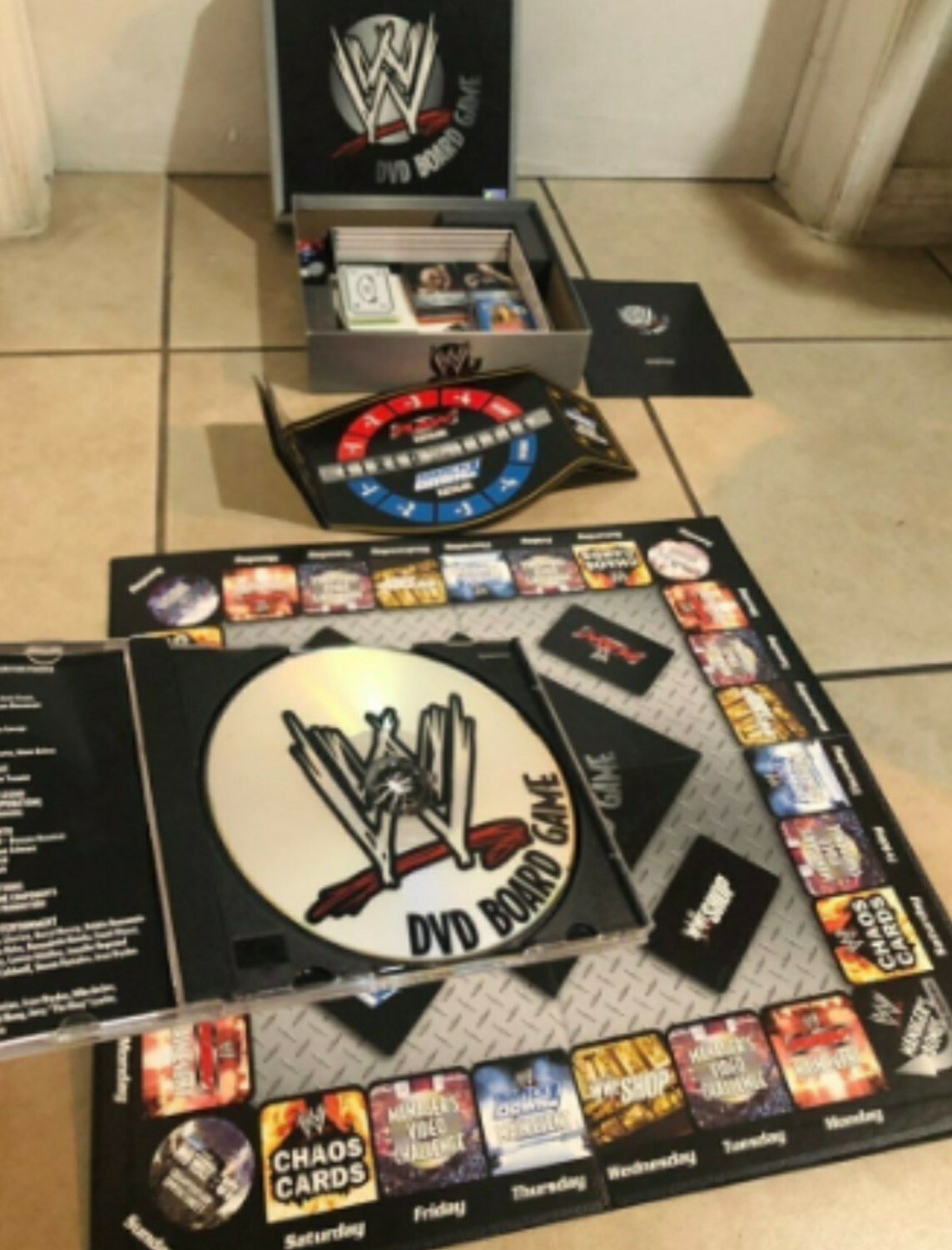 WWE Wrestling DVD Board Game – 1st Edition- RAW/Smackdown All Pieces Are There!
