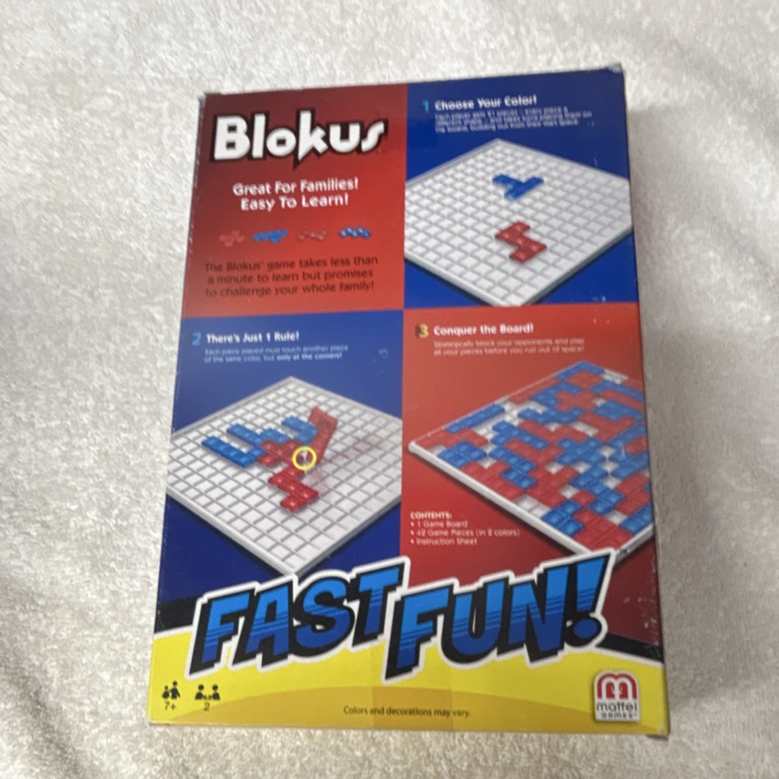 Mattel Games Blokus Fast Fun! Strategy Board Game 2 Players Ages 7+