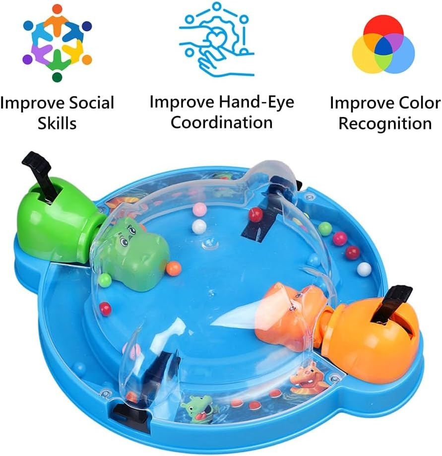 Interactive Hippos Board Game: Develop Quick Reflexes for Ages 3+ (Medium Size)