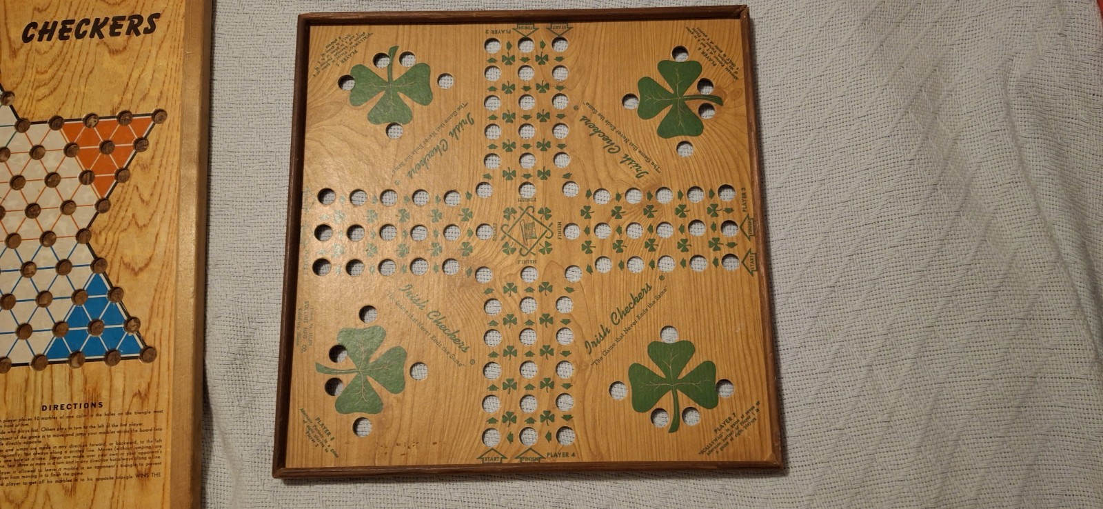 3 Vintage Chinese Checker Boards & 2 Solid Oak Boards