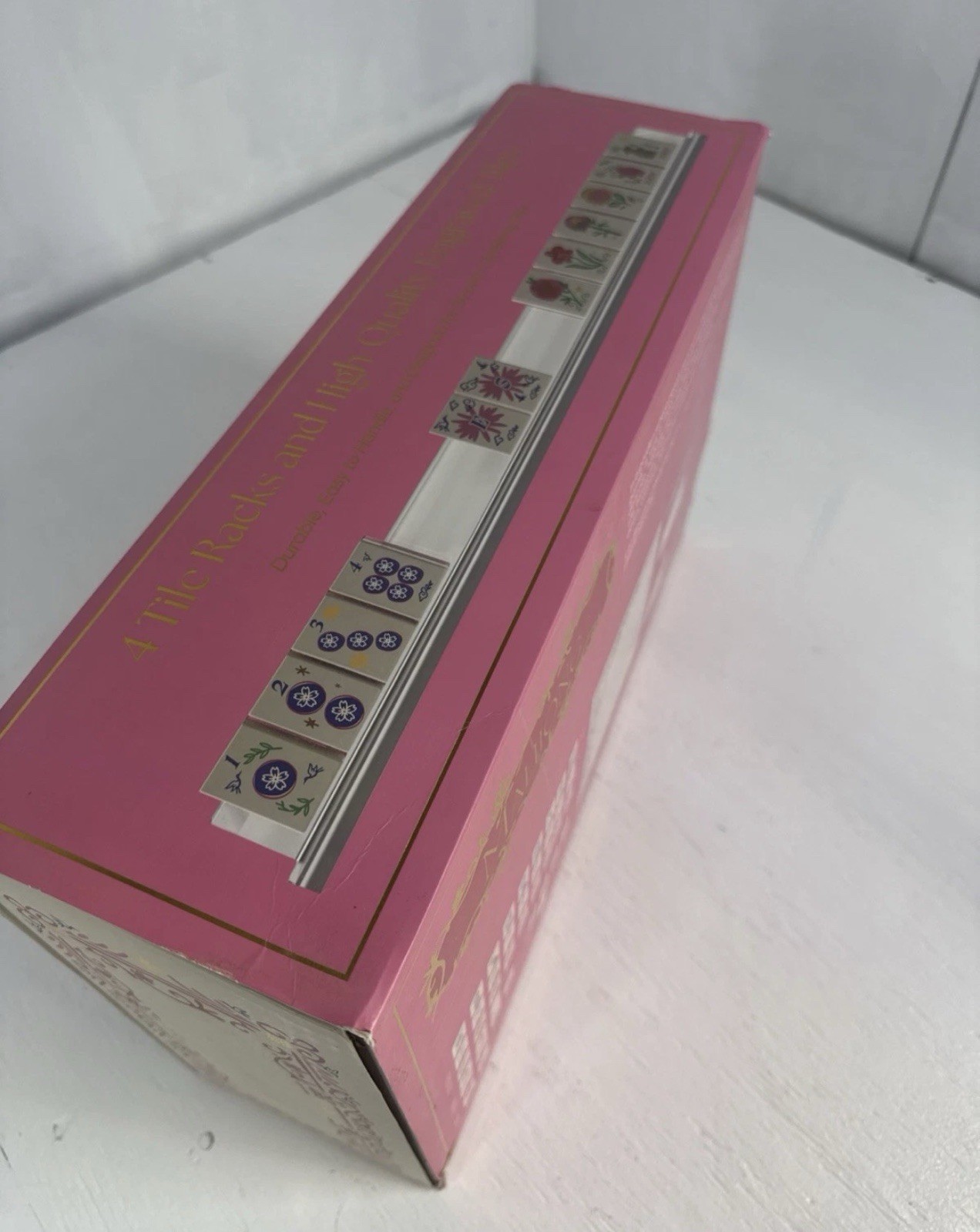 Mahjong Blooming Edition Game Set Tiles Racks Case Tote Bag 160 Acrylic Engraved