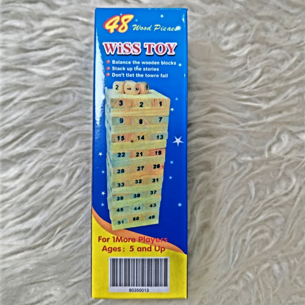 48 Pieces Tumbling Tower Wood Block Amilton Bradley Game, For Ages 8 To Adult