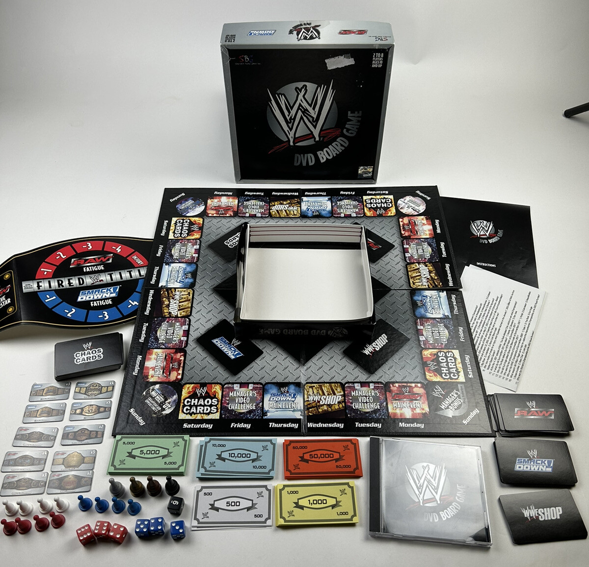 WWE Wrestling DVD Board Game Smackdown Raw Collectable WWF 2005 ~ COMPLETE