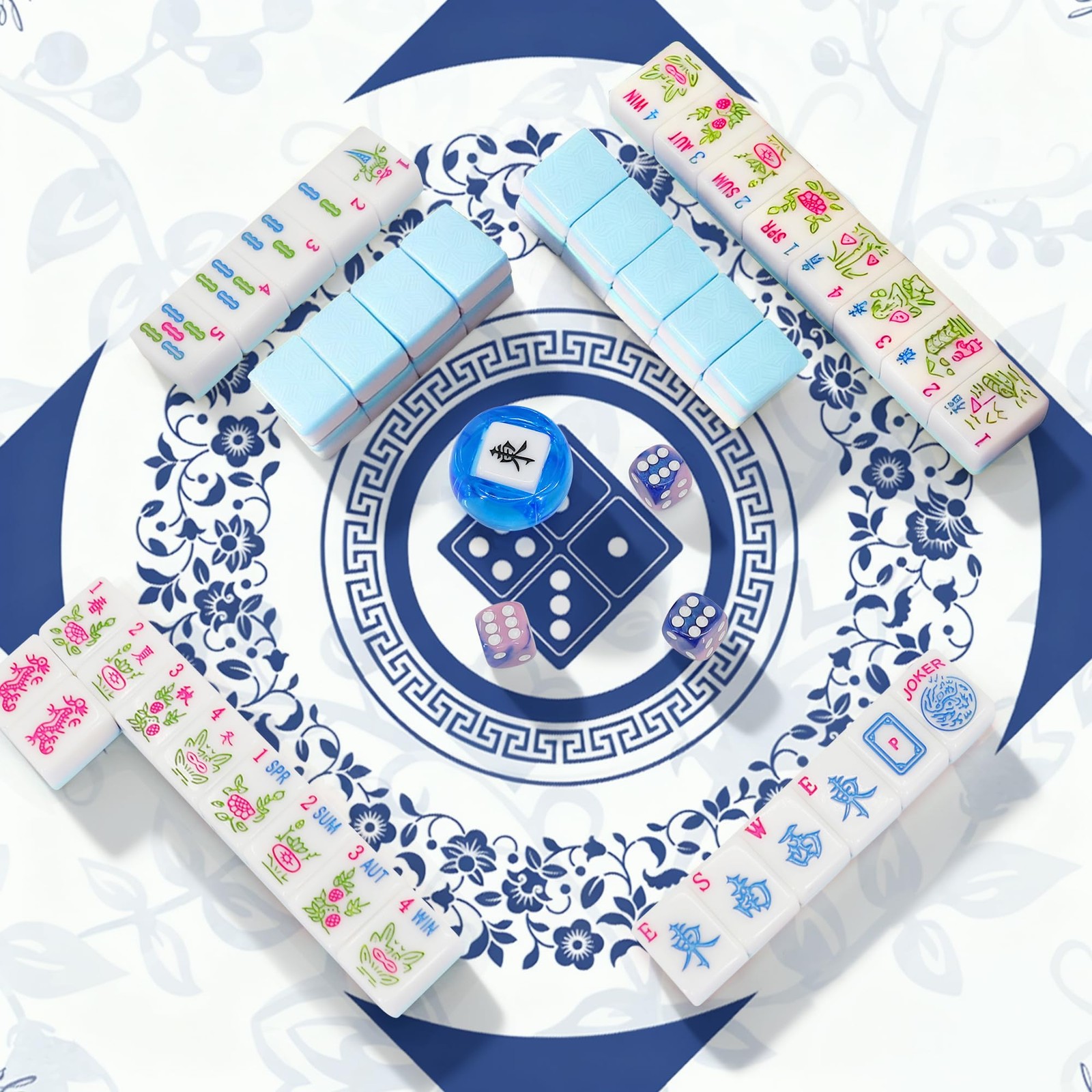 Jolitac American Mahjong Game Set, 166 Premium 10 inches x 3 inches, Blue