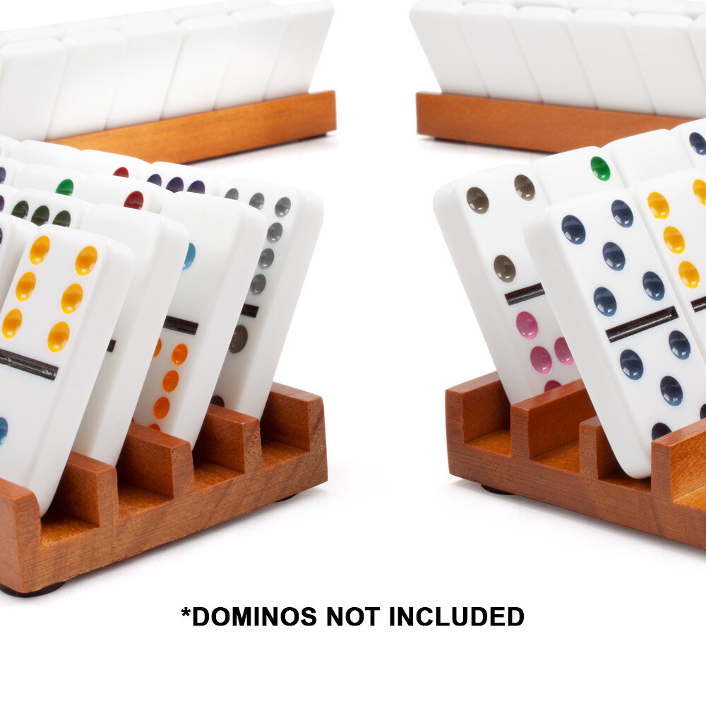 Wooden Domino Racks/Trays/Holders for Mexican Train Dominoes Games (Set of 4)