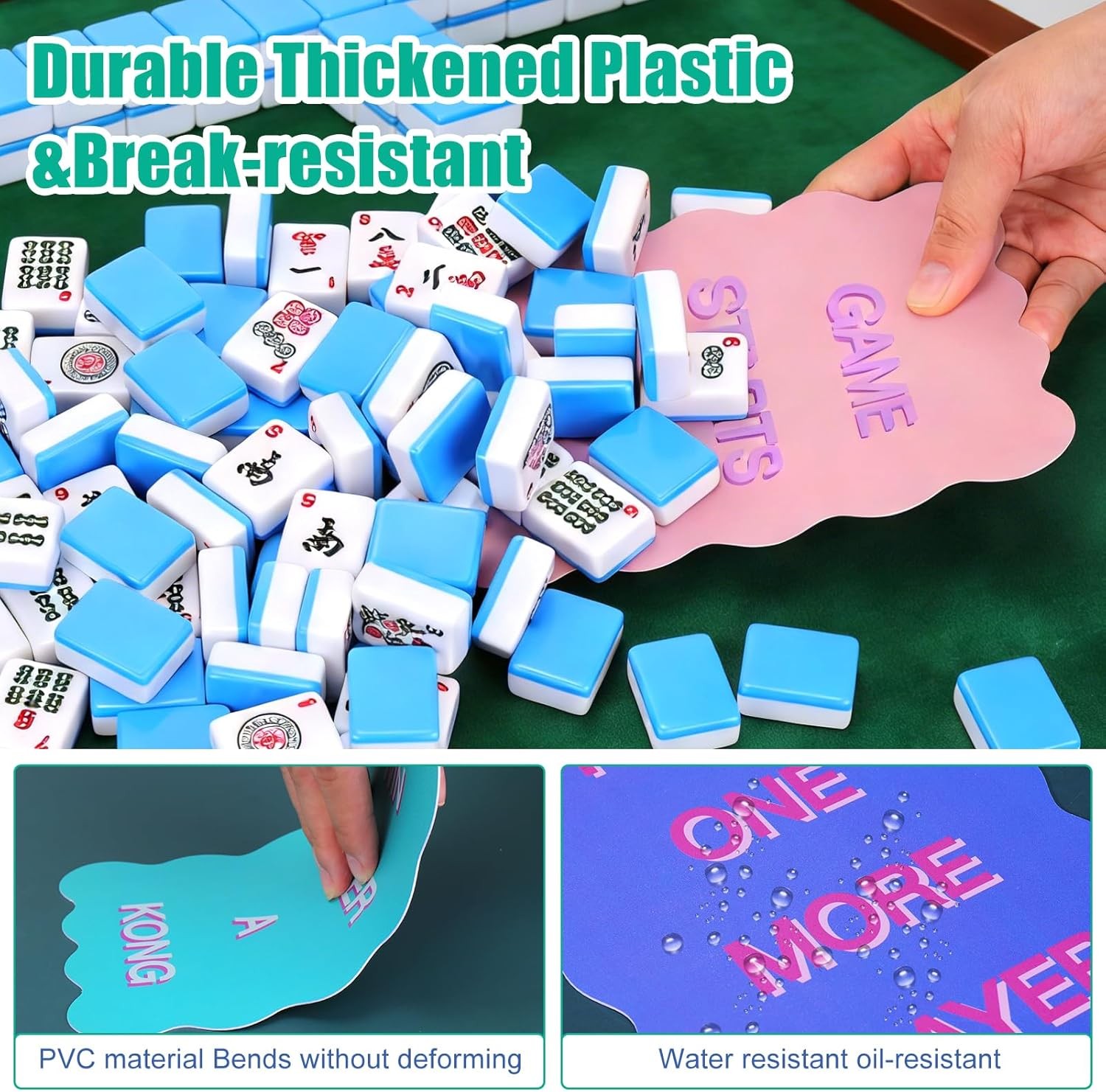 4 Pcs Mahjong Mixer Shufflers and 4pcs Card Line Finder,Thickened PVC Mahjong Ac