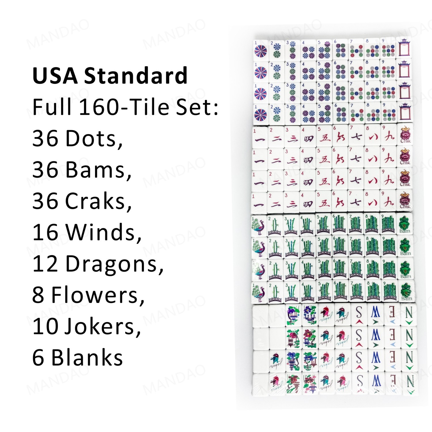 American Mahjong Game Set, 160 Navy Blue porcelain Layered Mah Jong Tiles
