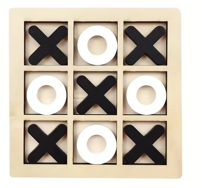 Tic-Tac-Toe Mini Tabletop Wooden Board Game Competitive X O Blocks Kids Gift Big