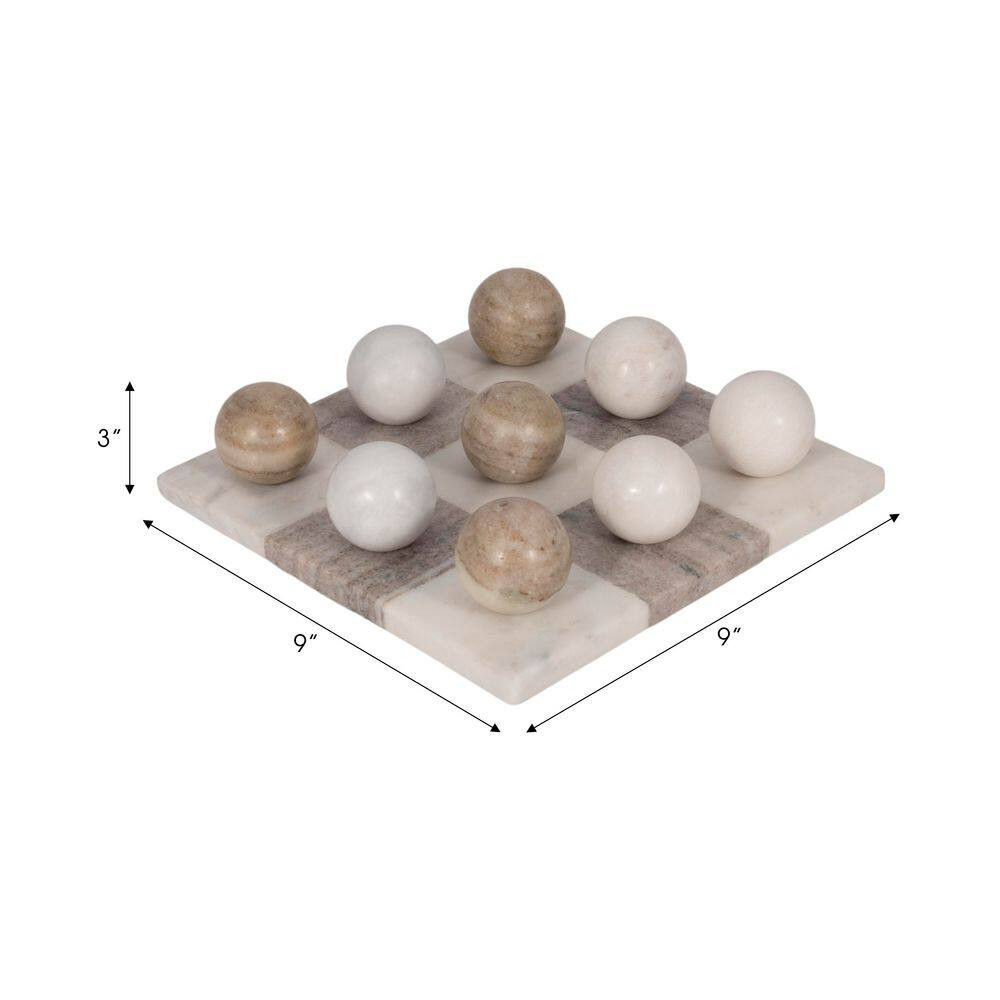 Ivory 9 In. X 3 In. Stone Tic Tac Toe Decorative Game Set