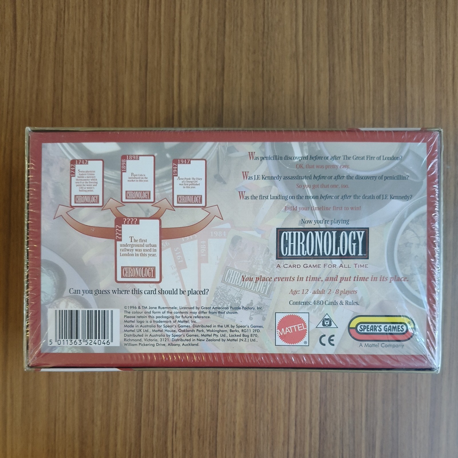 Chronology A Card Game for All Time Spear’s Games Vintage 1996 SEALED
