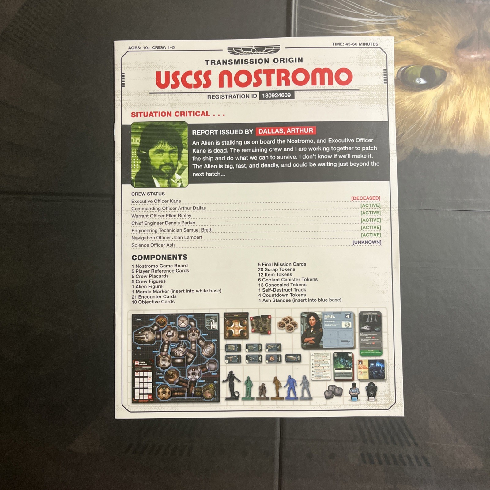 Alien Fate Of The Nostromo Board Game Replacement Board And Instruction Manual