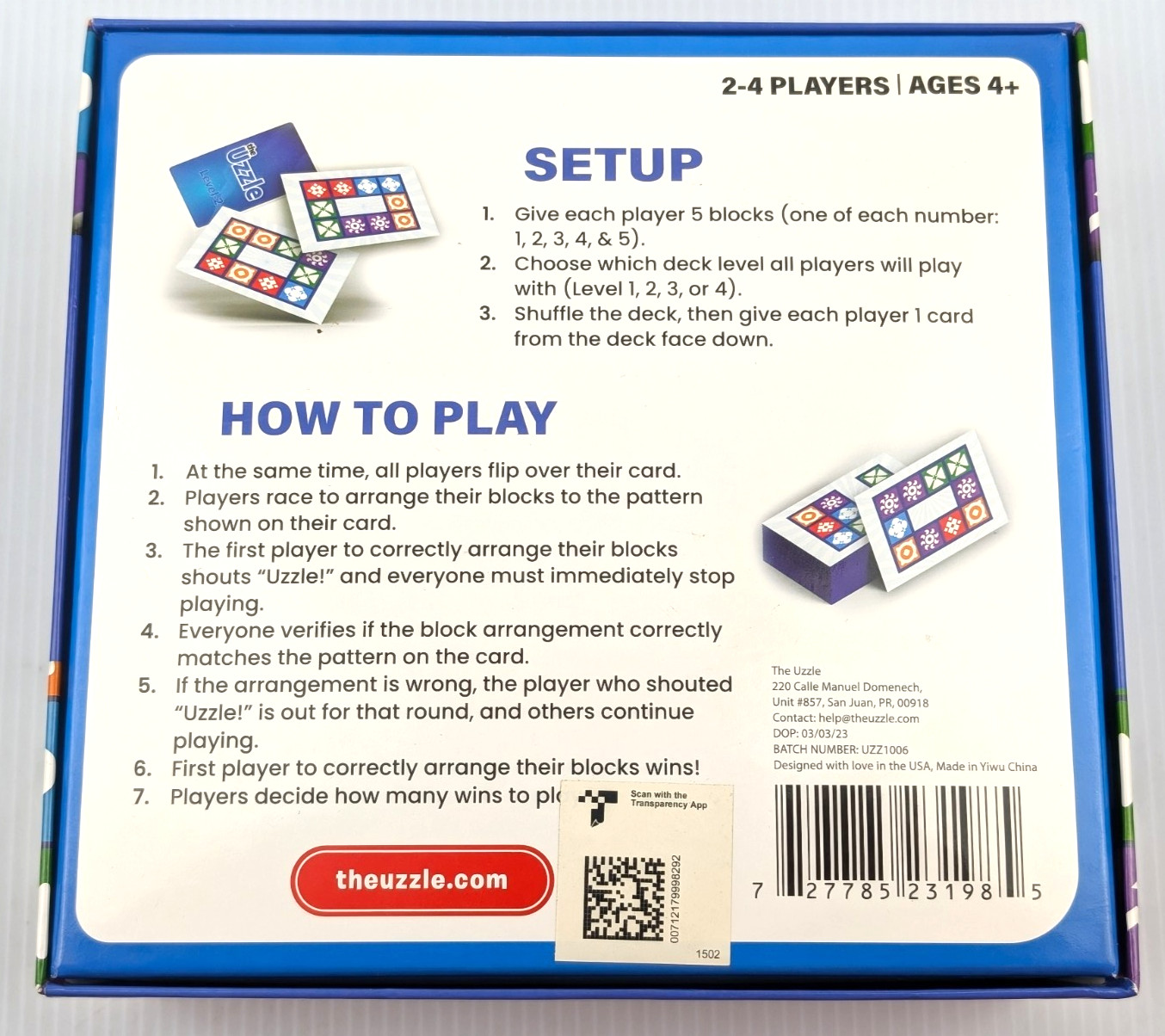 The Uzzle Family Board Games Children & Adults Party Family 100% COMPLETE