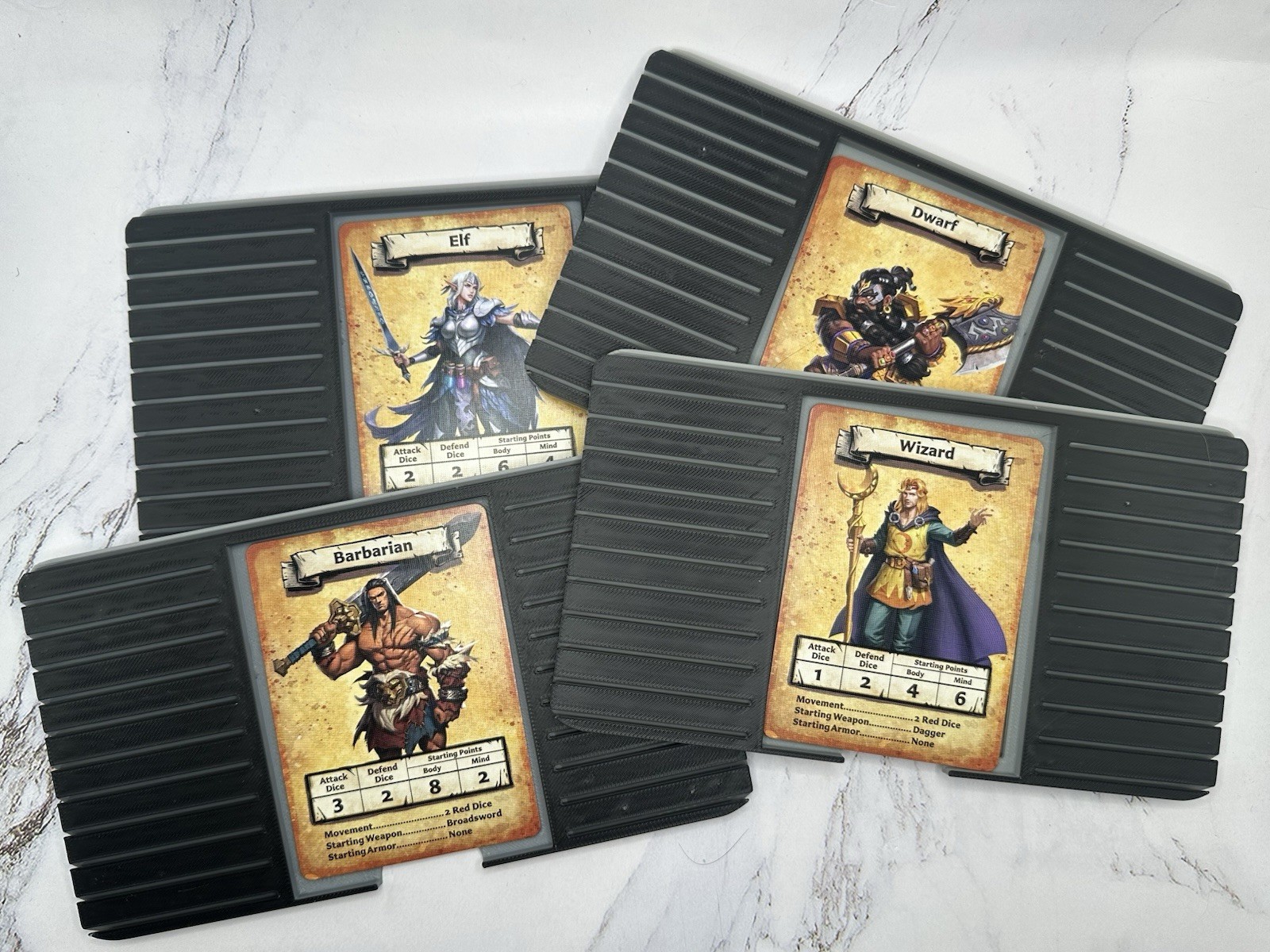 HeroQuest Character Dashboard 4 Pack Player Card Organizer Set
