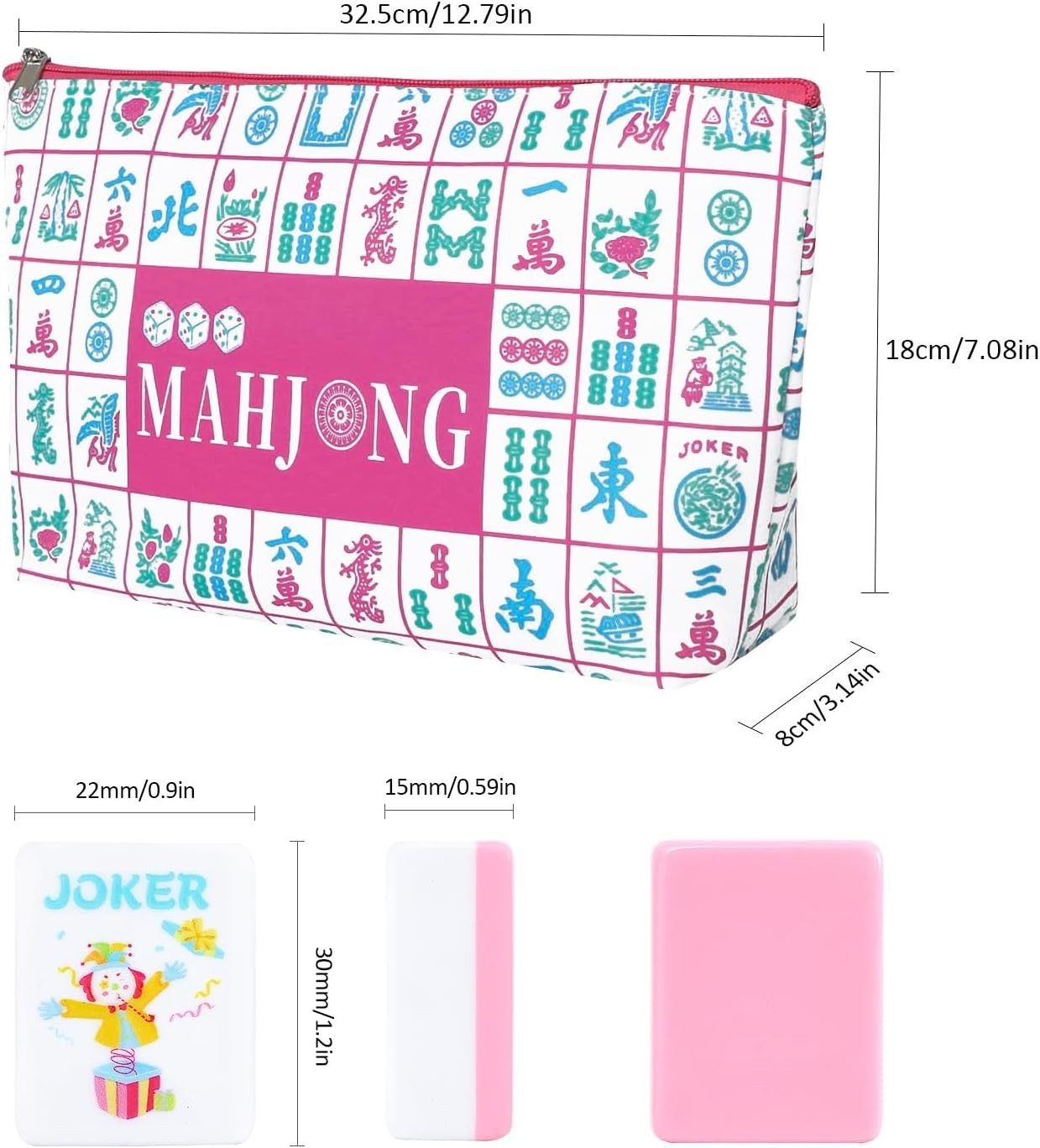 160 Pink Printed American Mahjong Game Set with Carrying Bag and Accessories NEW
