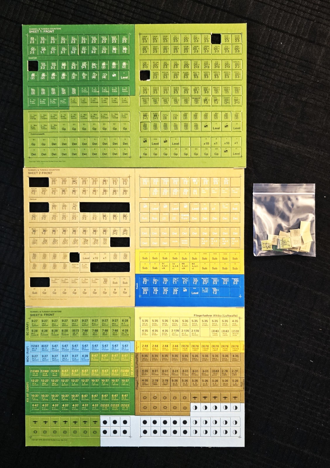 “ROMMEL & TUNISIA” WAR GAME – OSG – PART PUN (21/600), COMPLETE + ERRATA