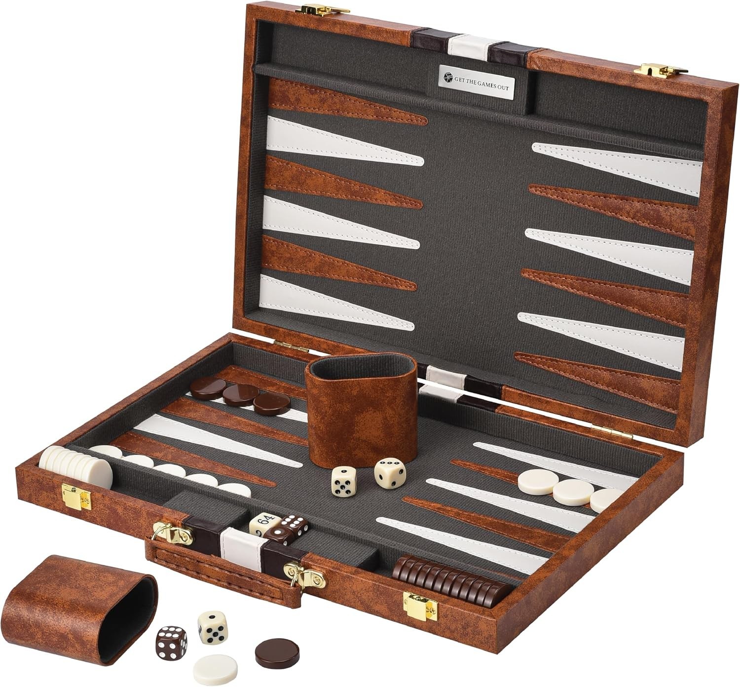 Portable Backgammon Game – Luxury Medium Set with Felt Interior for 2 Players