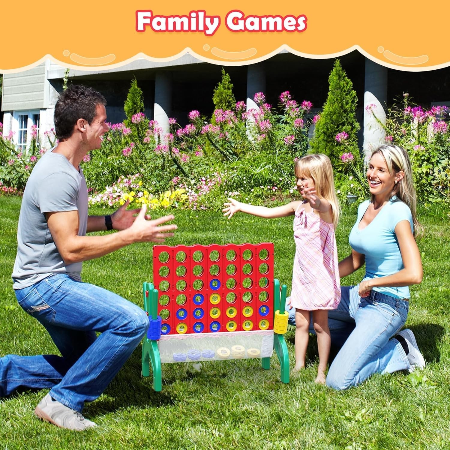 1.9 Ft Giant 4-in-A-Row Connect Game for Family Fun – Portable Indoor/Outdoor