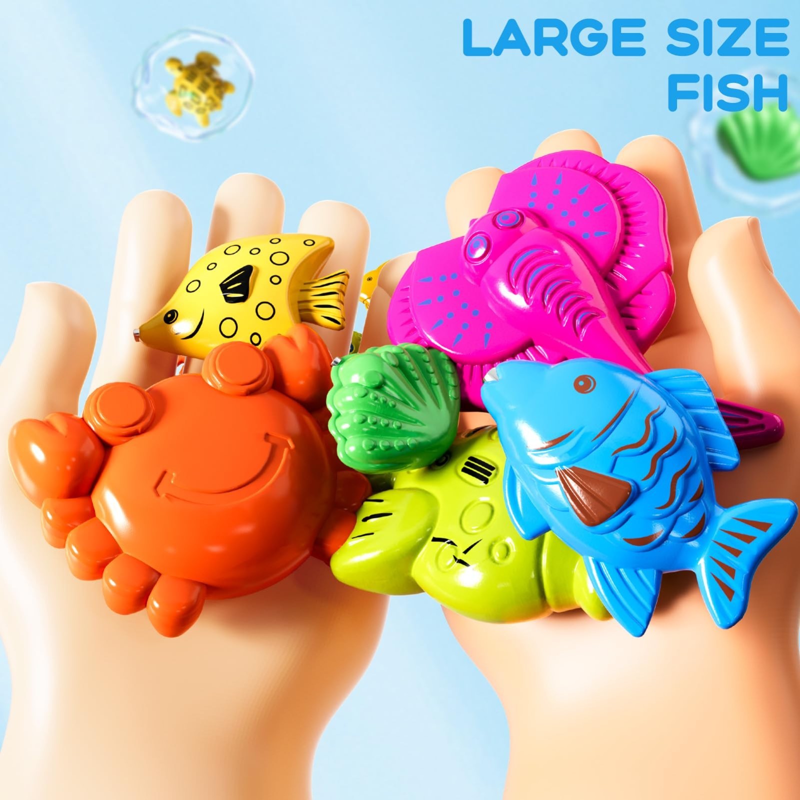 Magnetic Fishing Game Toy for Kids 3-8, Water Table Bathtub Pool Fun, Floating F