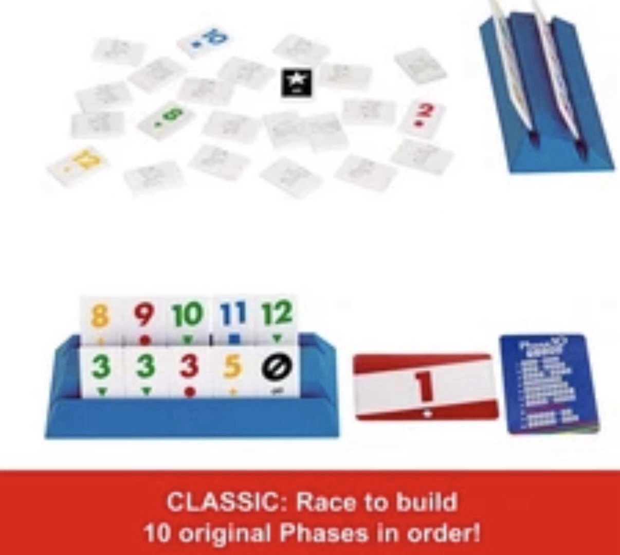 Phase 10 Tiles Game – Quick Rummy Play for 2-4 Players with Unique Phases NEW