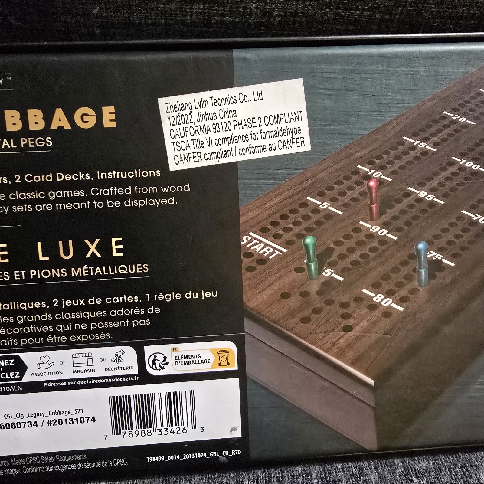 New Sealed Deluxe Cribbage Family Board Game Cardinal Legacy Wooden Case