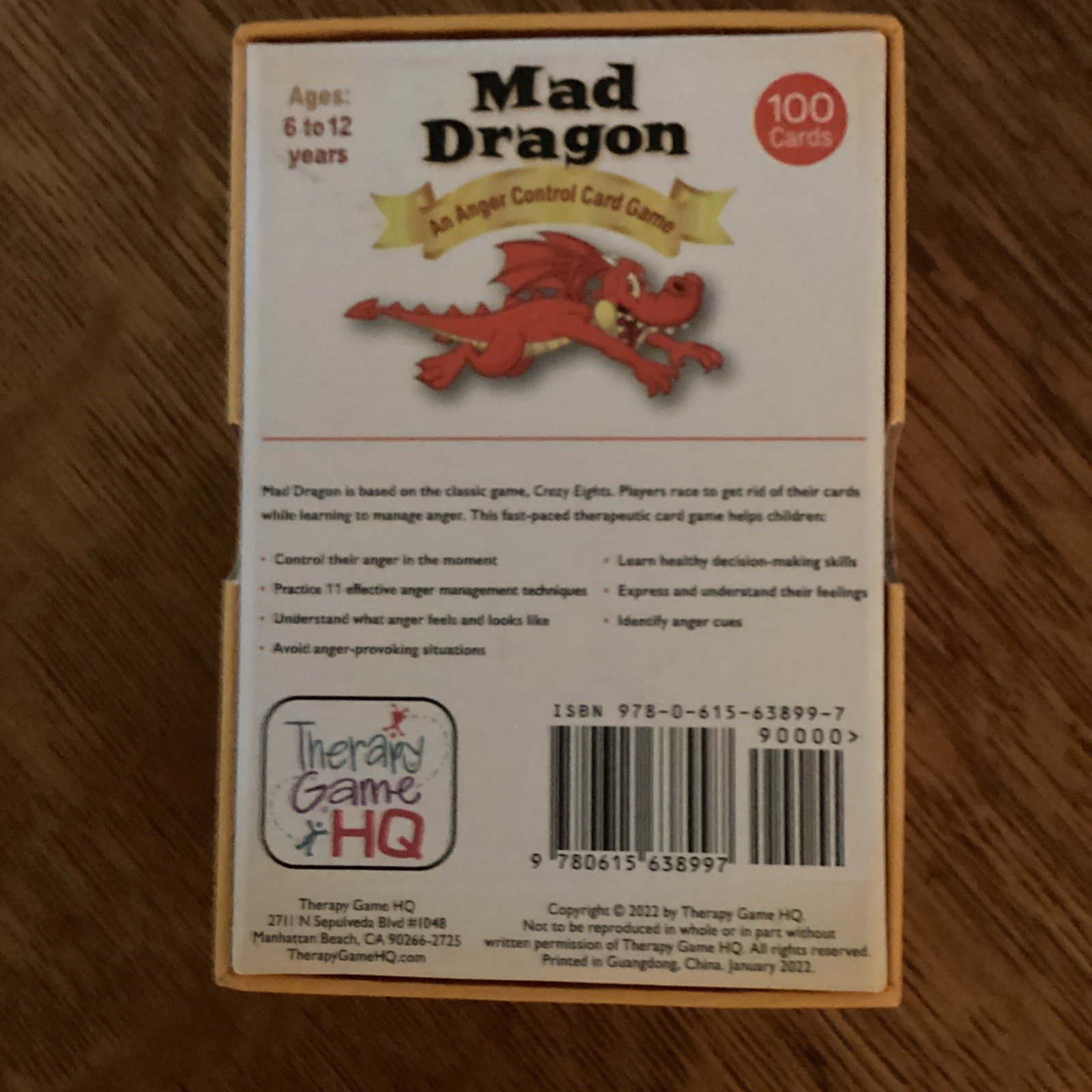 Mad Dragon Anger Control Card Game for Children 6-12 Years ADHD Therapy Game