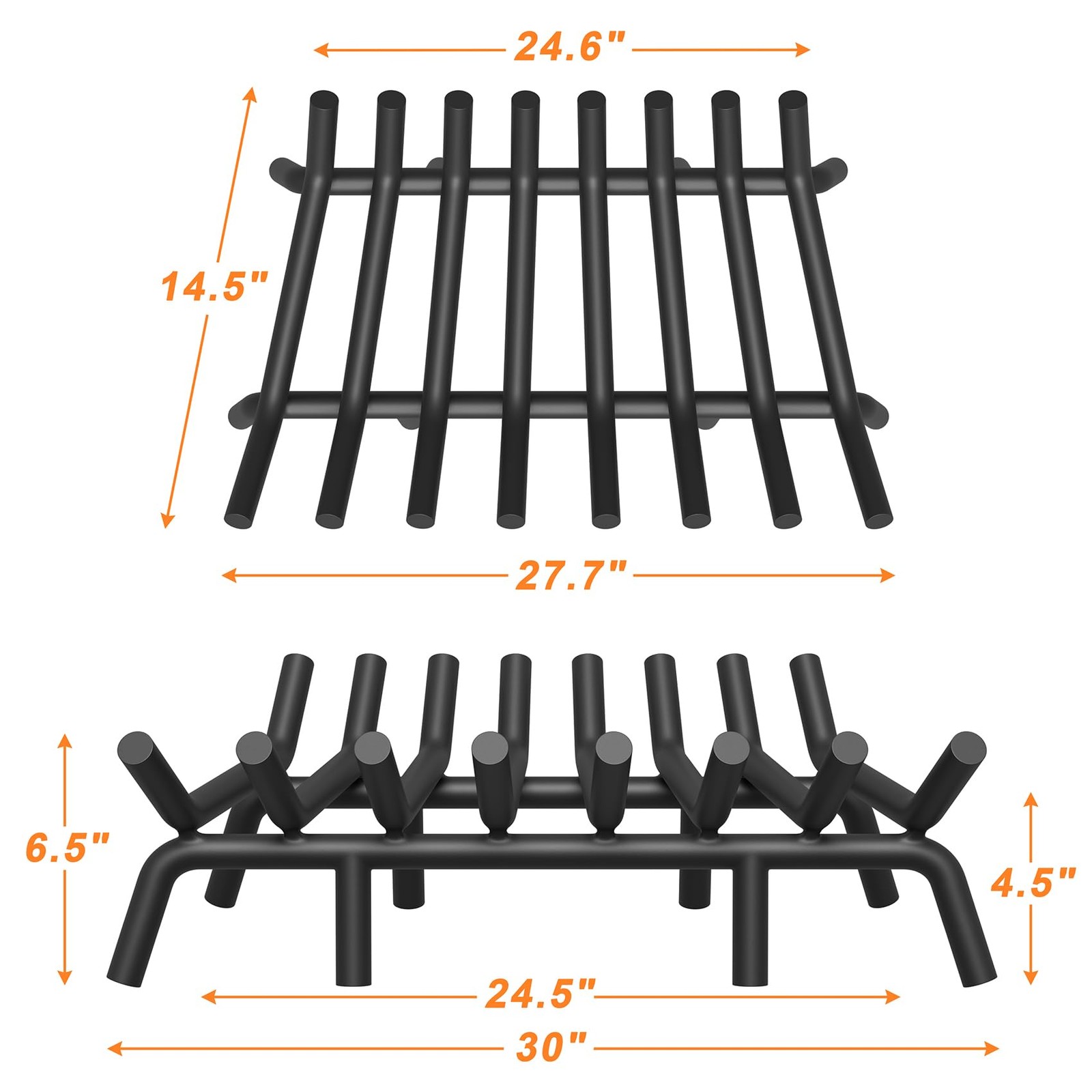 Jusgym Fireplace Grate 30 Inch with 8 Support Legs, 30 inch round, Black