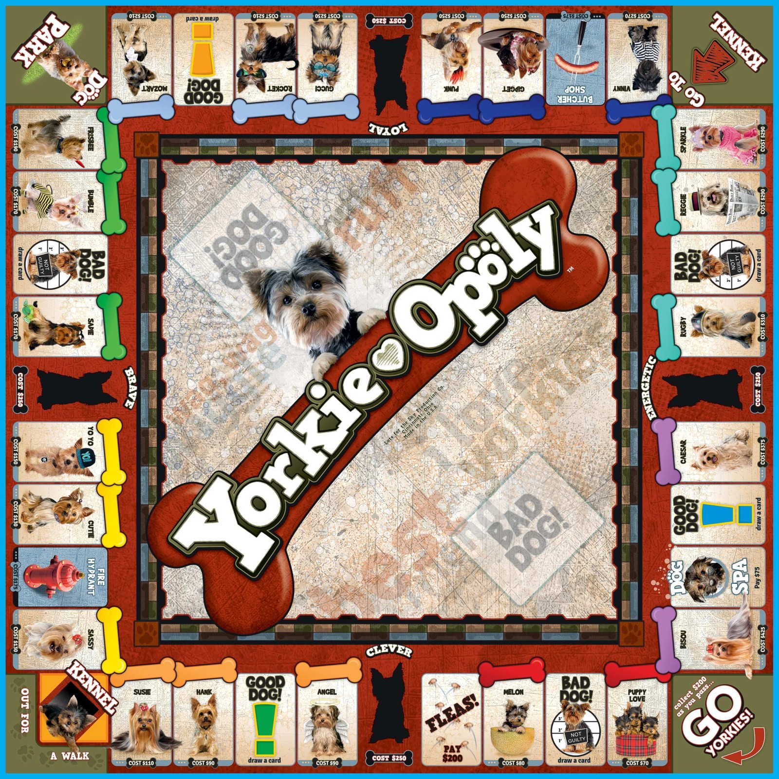 Late For The Sky Yorkie-Opoly Dog Board Game For Yorkshire Terrier Lovers