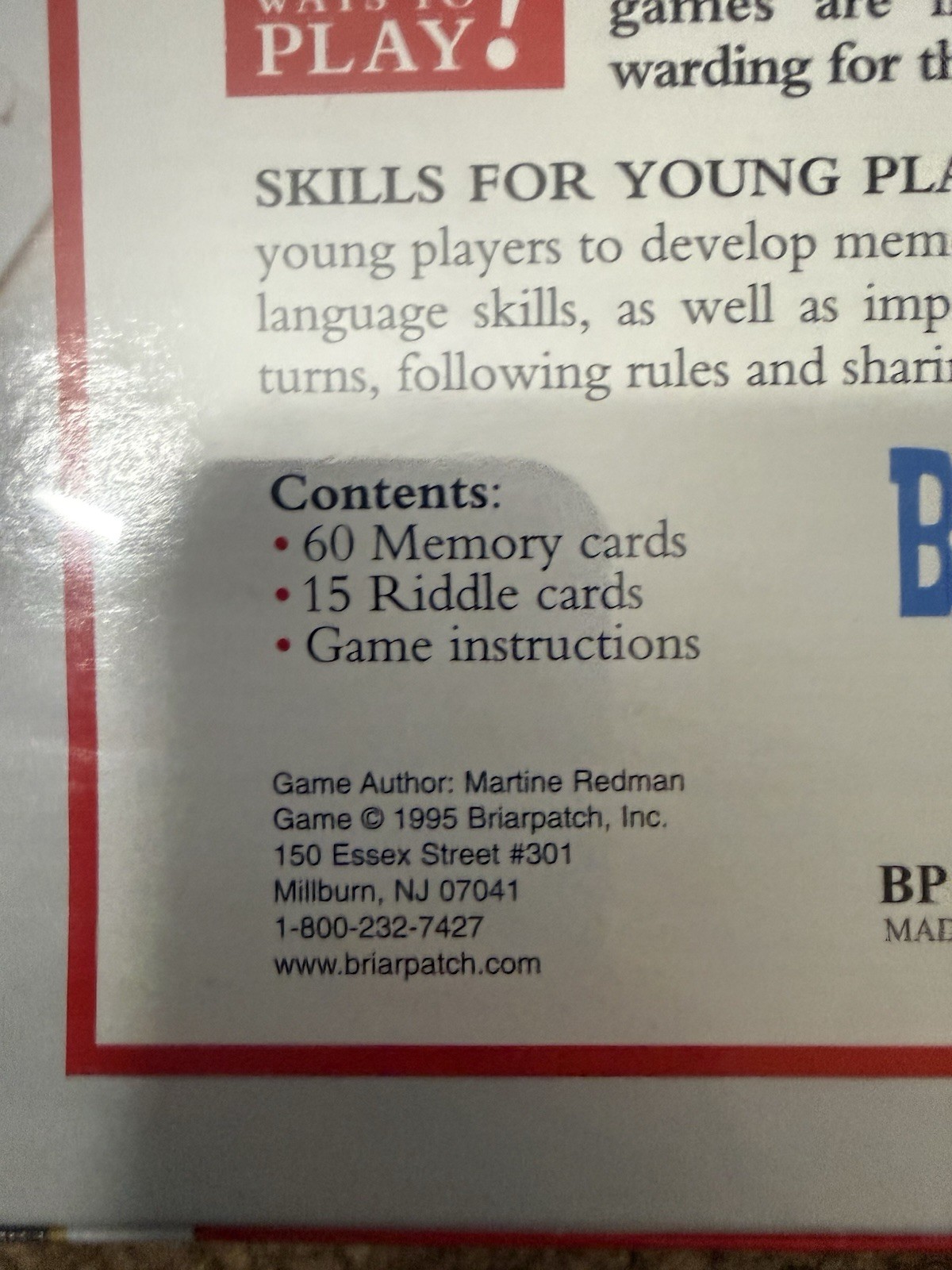 NEW SEALED!! Briarpatch I Spy Memory Game: A Game Of Picture Riddles VTG 1995