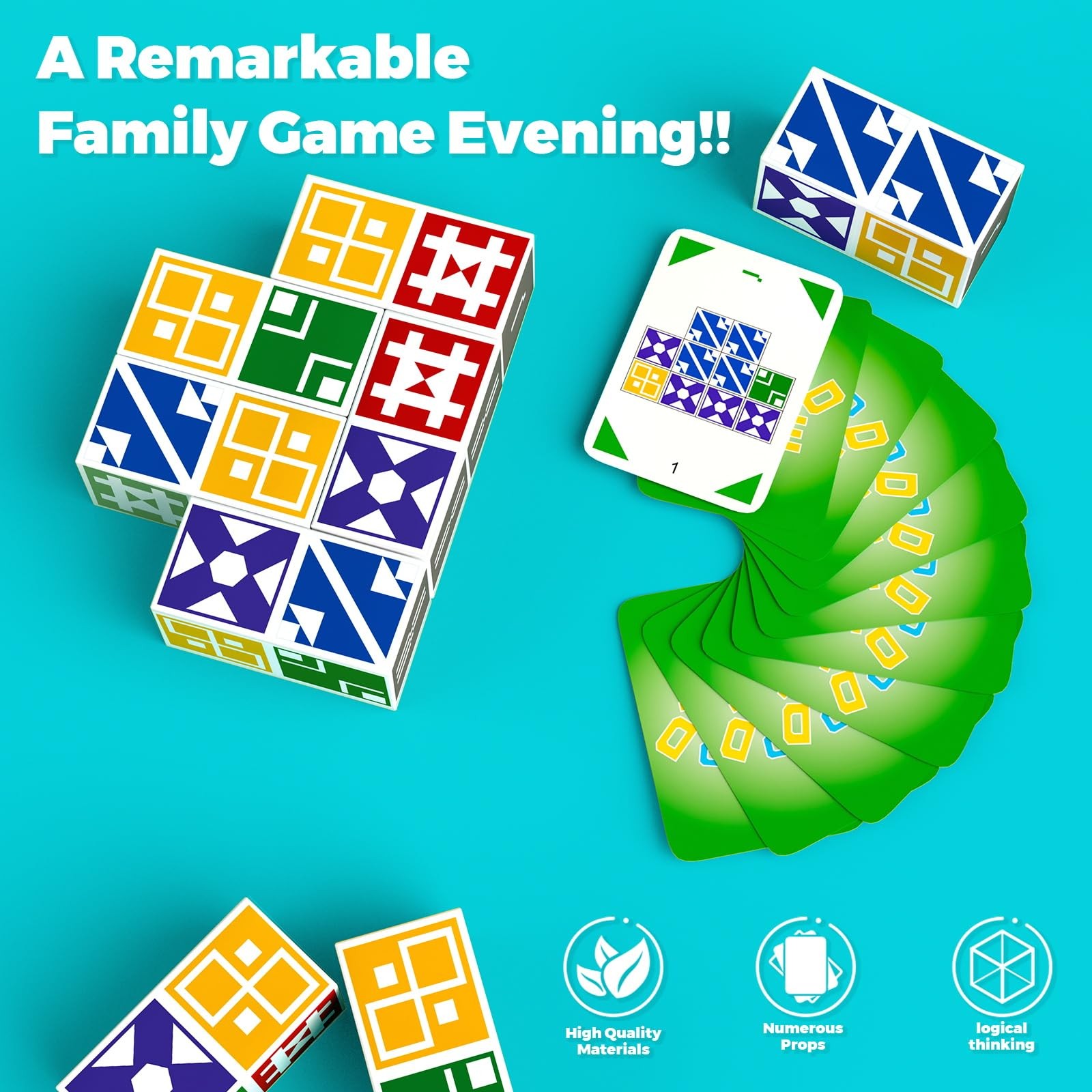 Family Matching Game for Kids & Adults, Block Puzzle Board Games for Boys & Girl