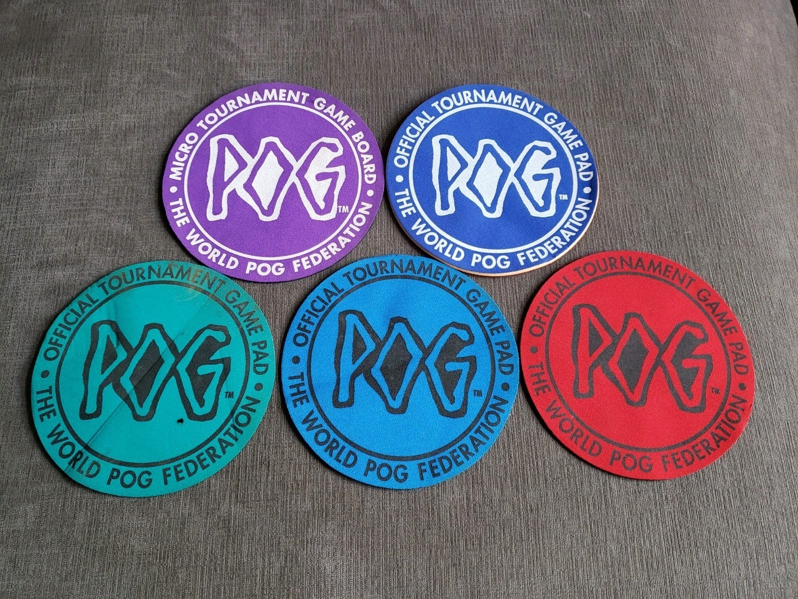 Set Of 5 VINTAGE ’95 THE WORLD POG FEDERATION OFFICIAL TOURNAMENT GAME BOARD PAD