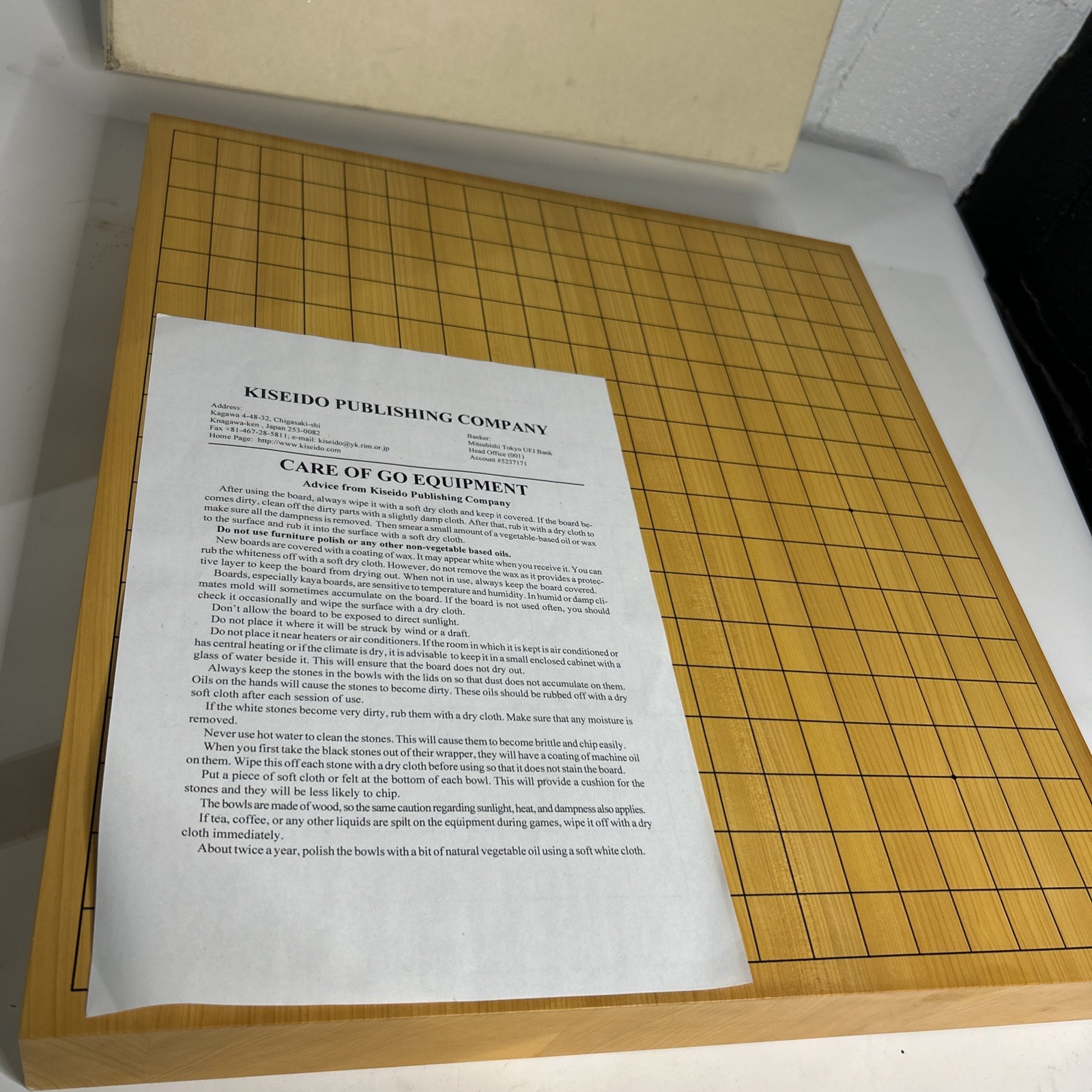 Kiseido Publishing Company Japenese Traditional Kaya Go Board MADE IN JAPAN