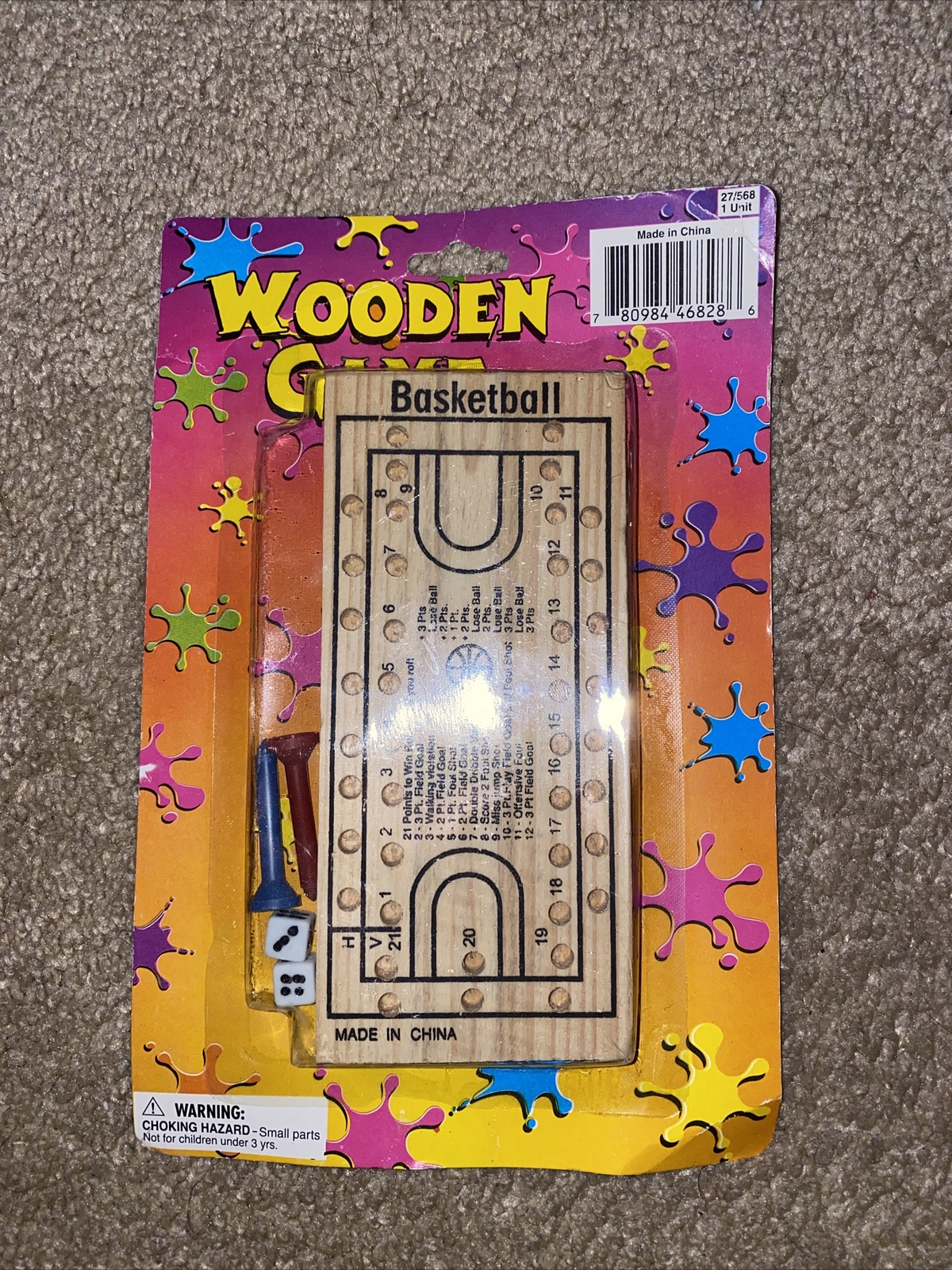 Basketball Wooden Peg Game. TRAVEL Game – New in Package!