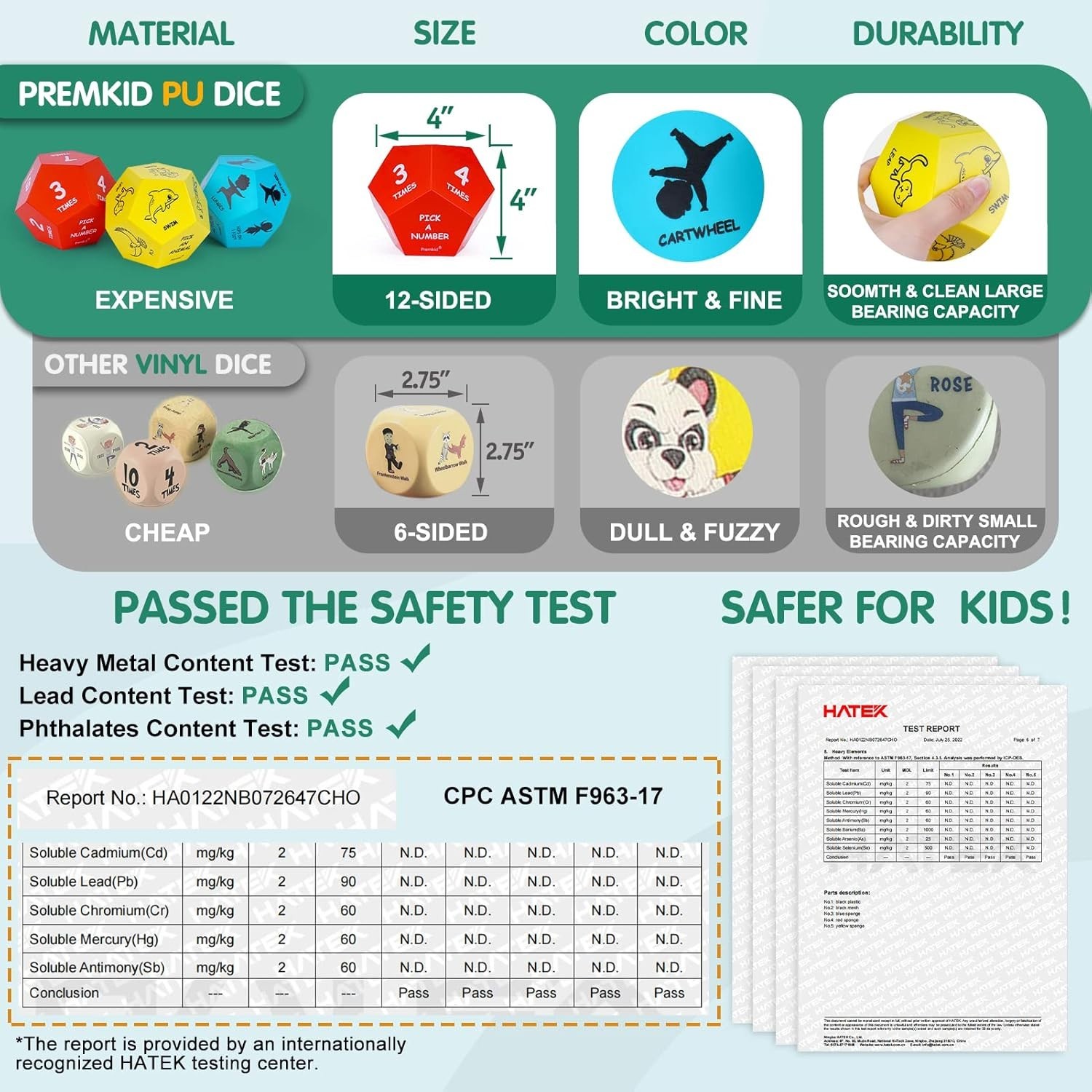 Premkid Kids Exercise Foam Dice Set for Indoor Outdoor Fun Learning Games