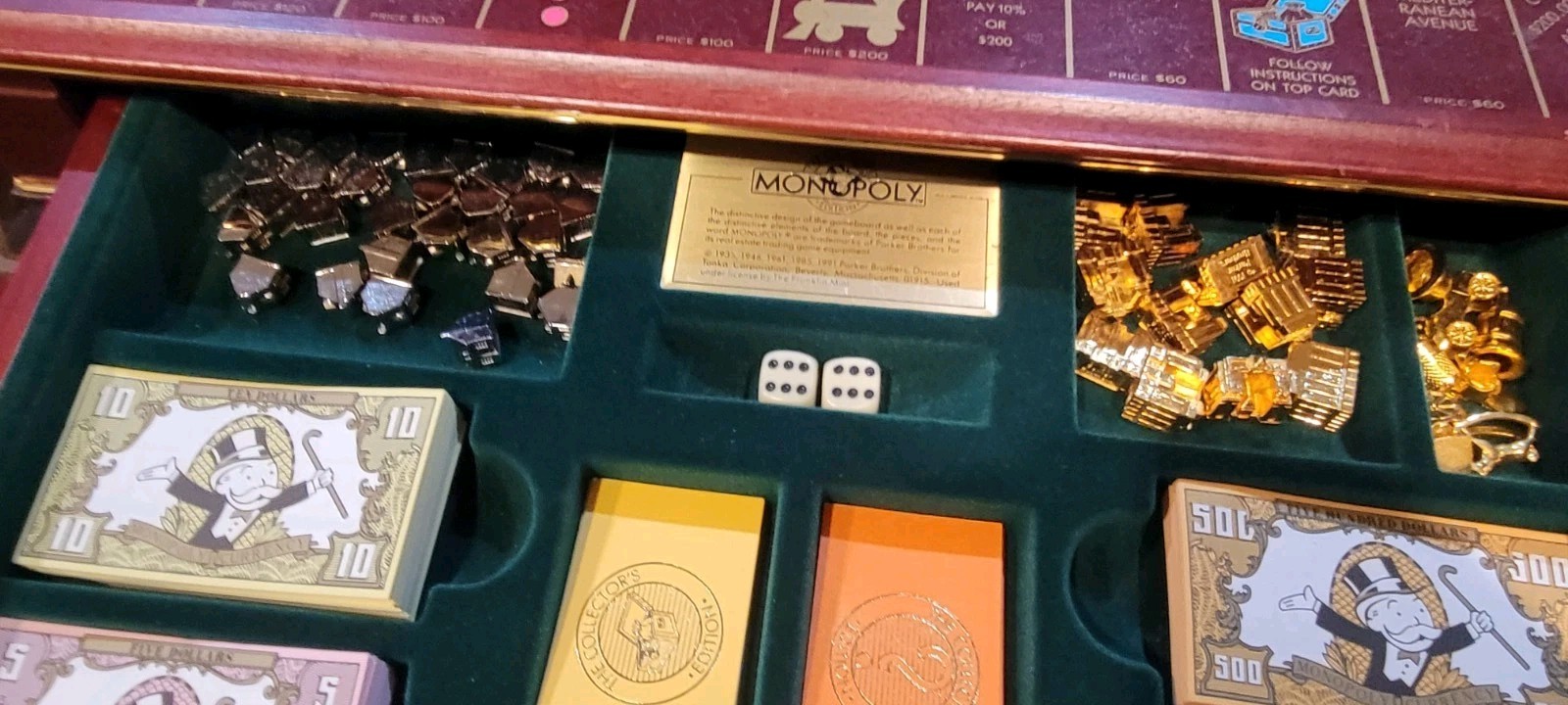 Monopoly Luxury Edition Wood Game Board 1991-Please Read Description