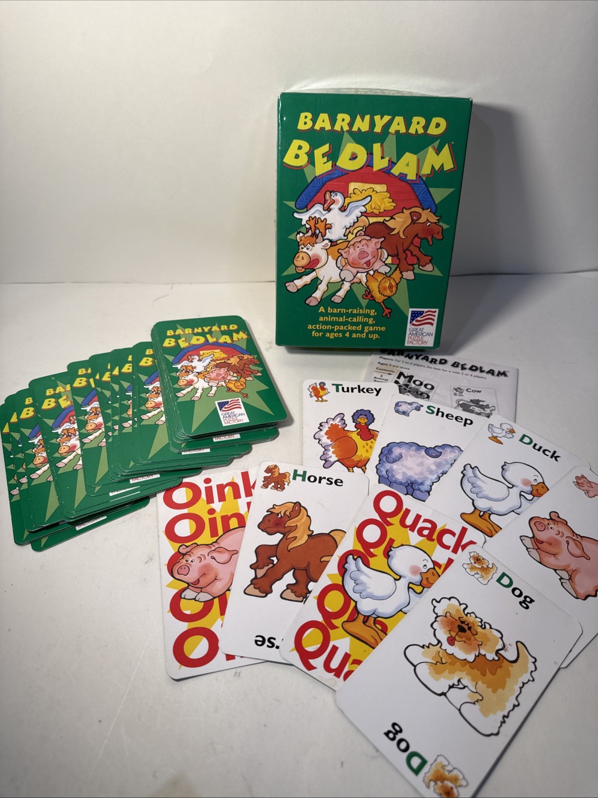 BARNYARD BEDLAM Kid’s Card Game Matching Animals – 1998 – COMPLETE Vintage