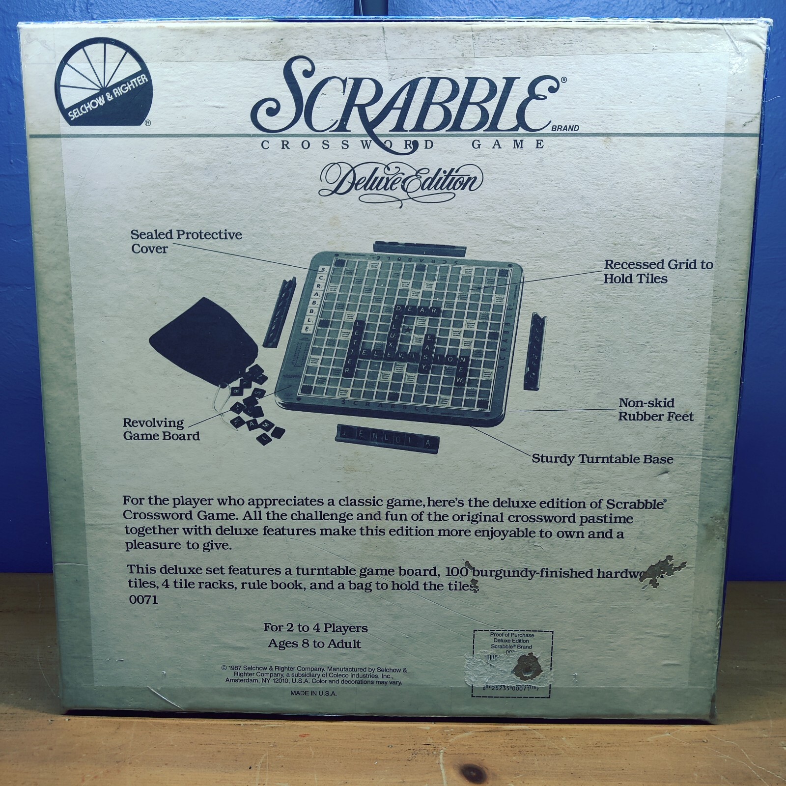 Scrabble Deluxe Edition Crossword Game *Cracks In Game Board See Pic