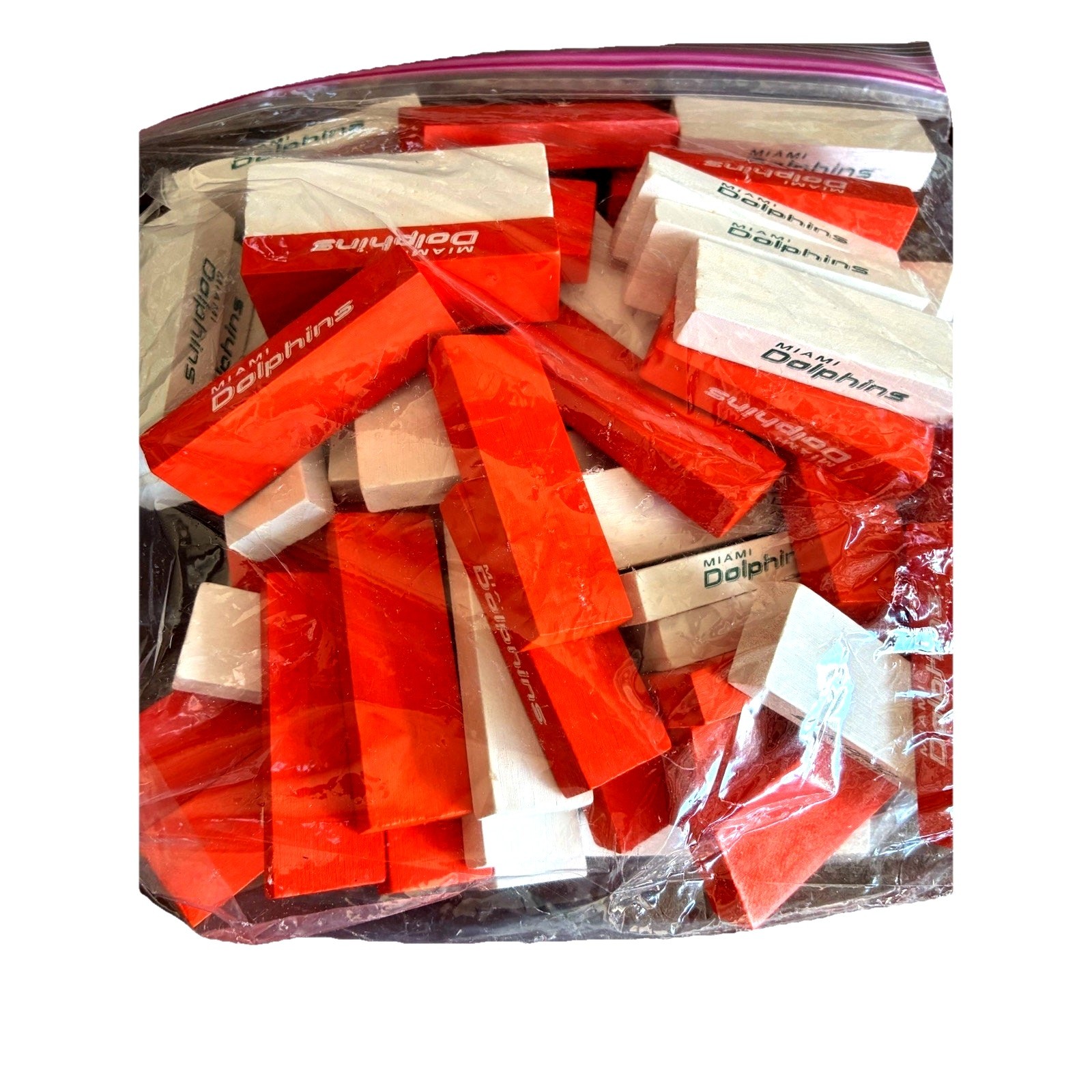 Miami Dolphins Classic Jenga Game Orange White Blocks NFL Man Cave Bar Fans