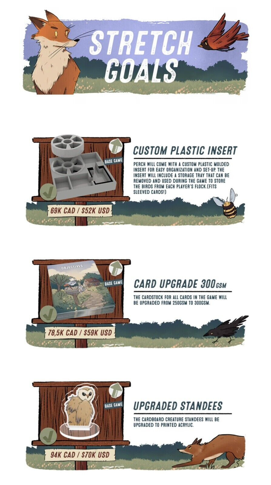 NEW! PERCH Board Game KICKSTARTER w/KS Goodies, Acrylic Upgrades INSIDE UP GAMES
