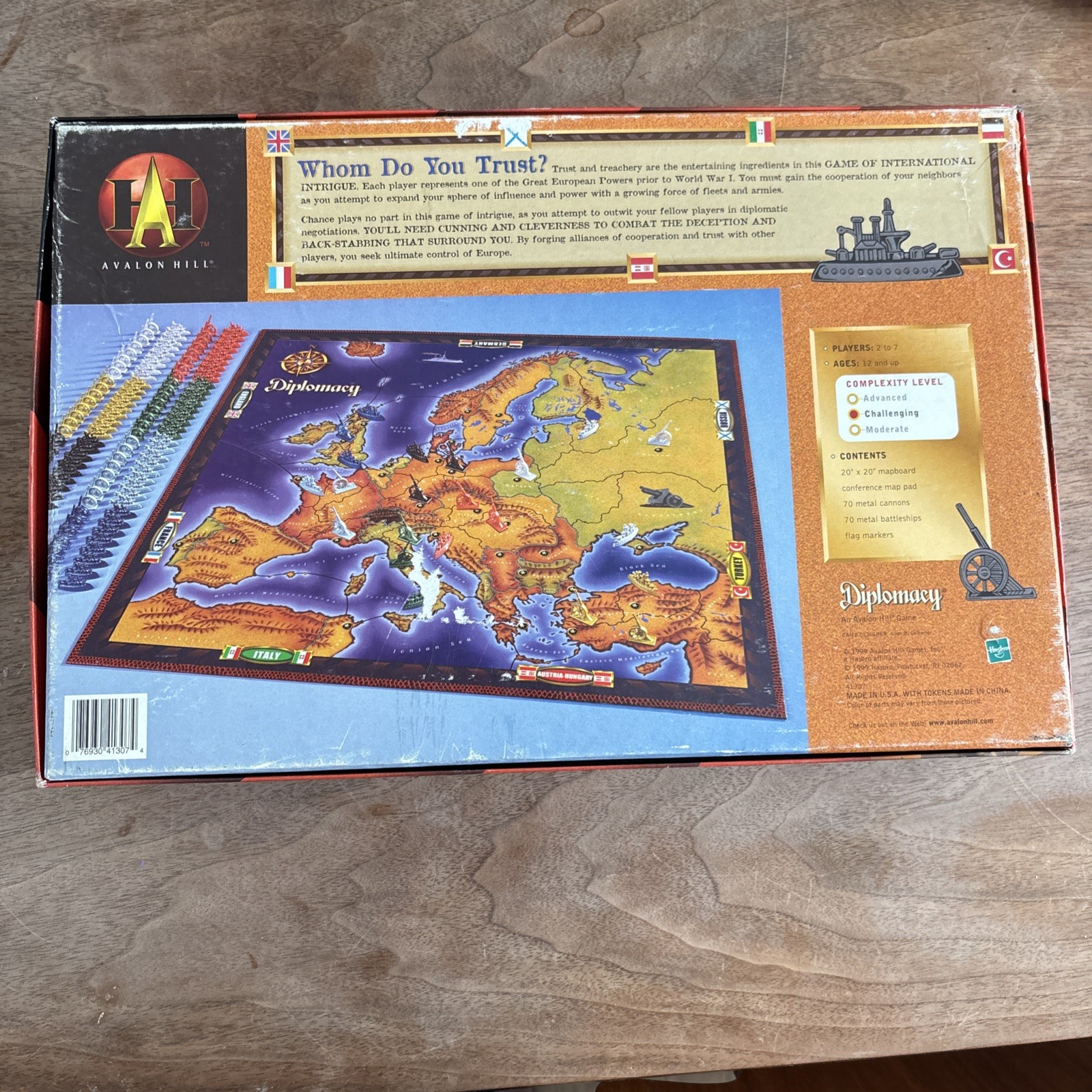 Diplomacy Board Game 1999 Hasbro Avalon Hill Sealed Parts! Worn Box