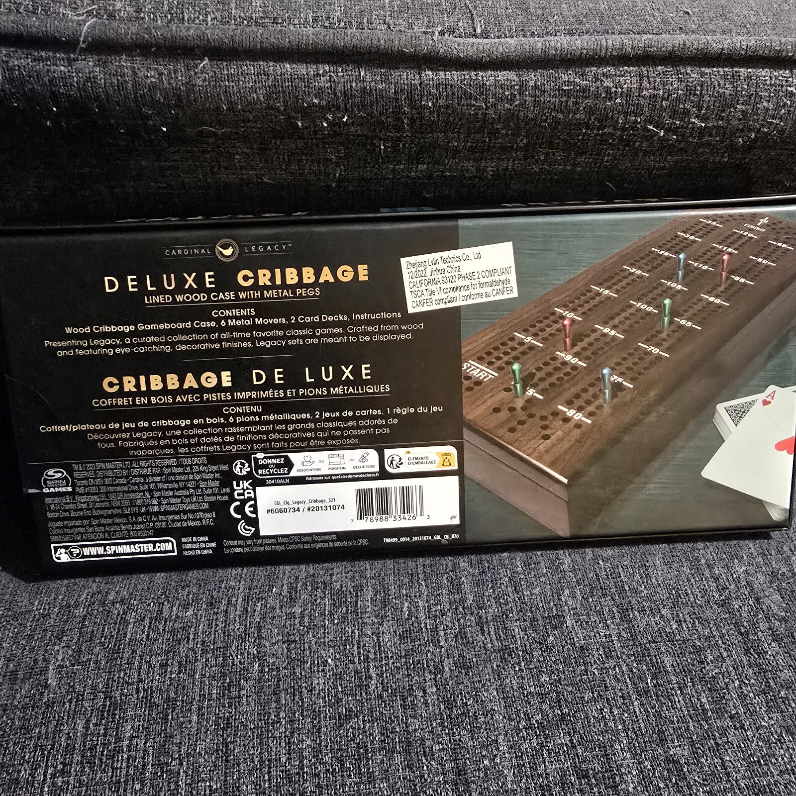 New Sealed Deluxe Cribbage Family Board Game Cardinal Legacy Wooden Case