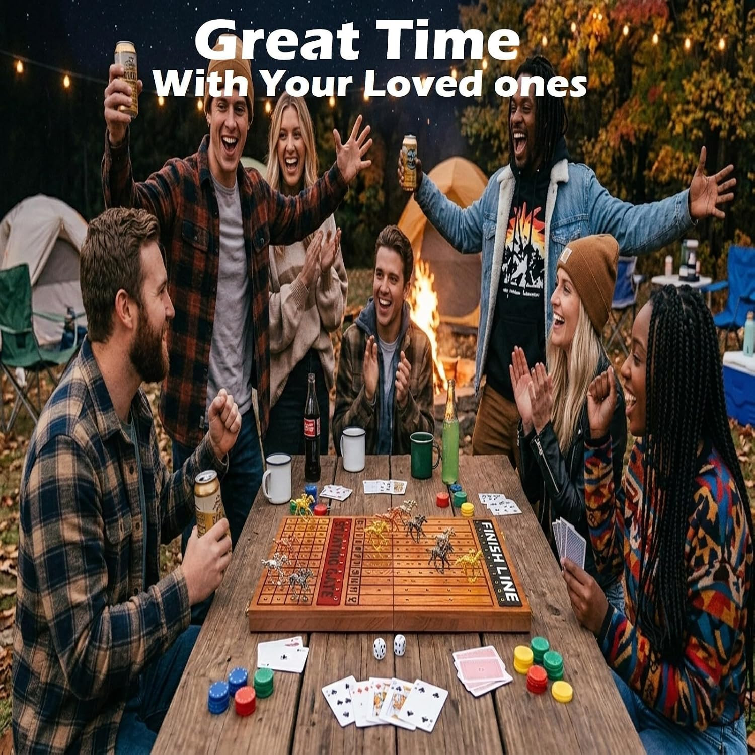 Horse Racing Game for Adults, Foldable Horse Race Board Game with 11 Luxurious M