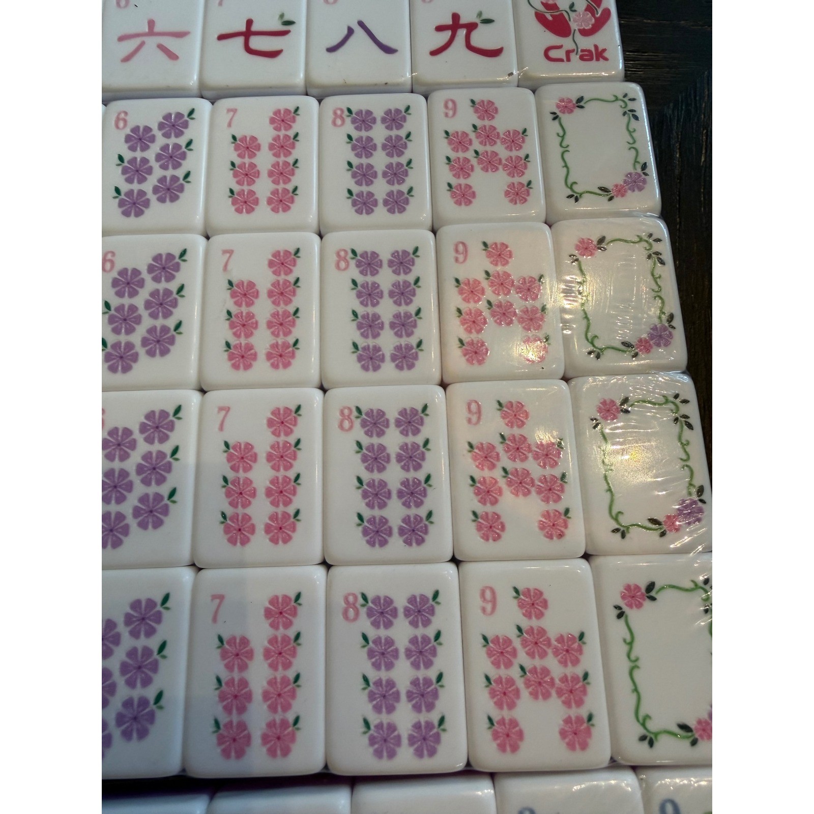 Floral Hand Painted American Mahjong Tile Set Pink Purple girly Pastel 160